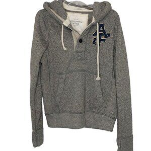 Abercrombie Fitch Muscle Hoodie Small Gray Brown 2 Button Hooded Pullover